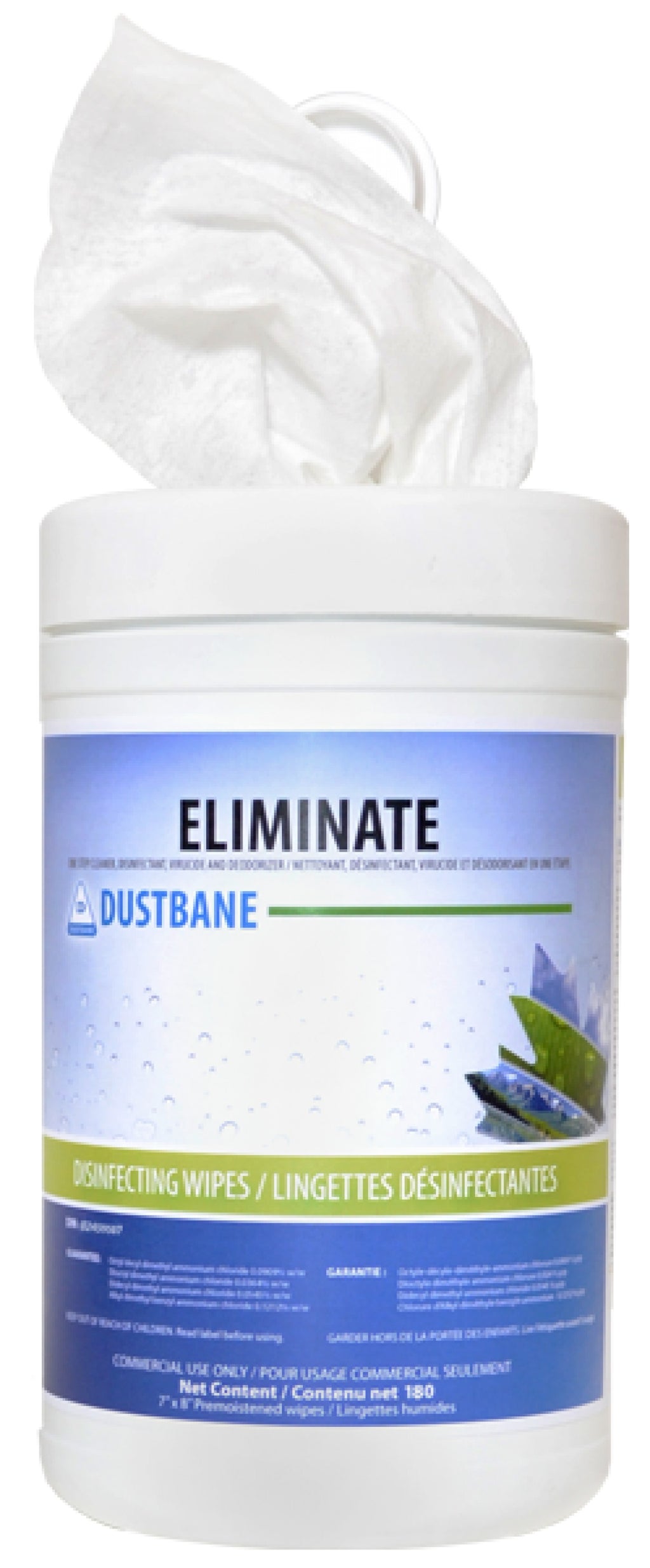 DUSTBANE® ELIMINATE™ DISINFECTING & SANITIZING WIPES, 180/TUB