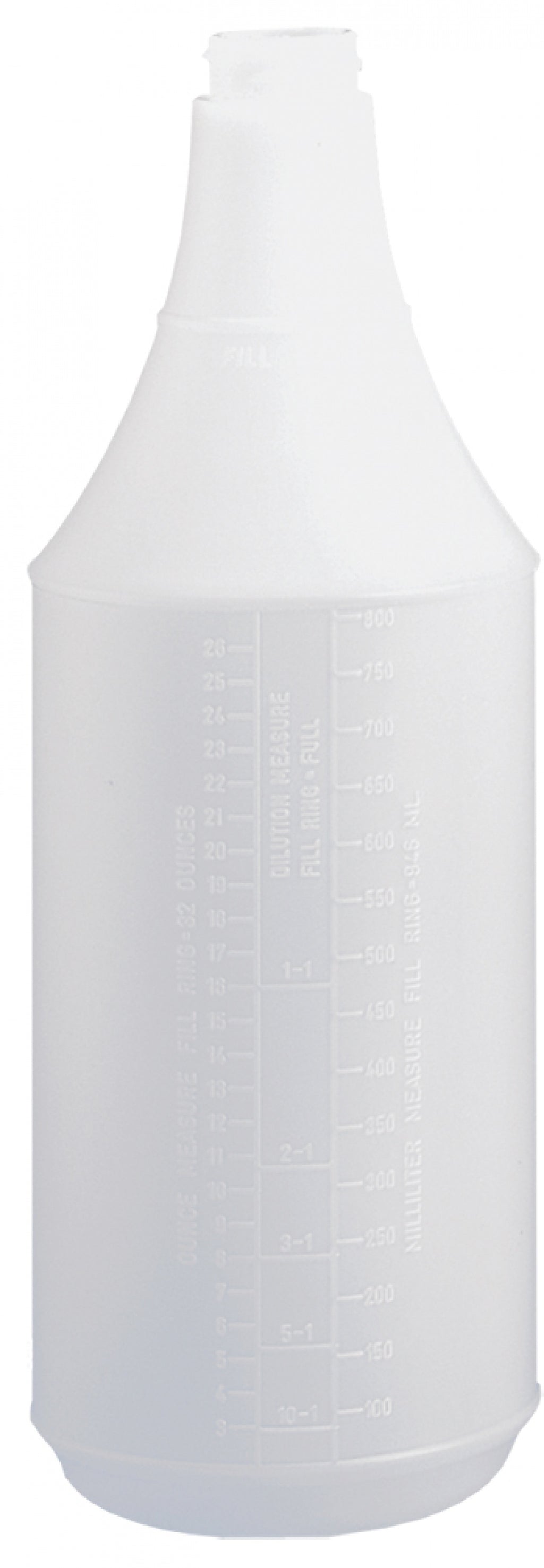 32OZ/946ML TOLCO® BOTTLE, ROUND, WITH EMBOSSED SCALE, PLASTIC, CLEAR