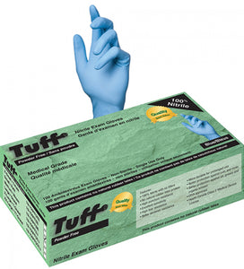 TUFF BLUE NITRILE EXAM GLOVES, POWDER-FREE, MEDICAL GRADE 100/BOX